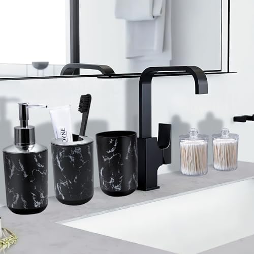 XLHOMO Black Marble Bathroom Accessories Set