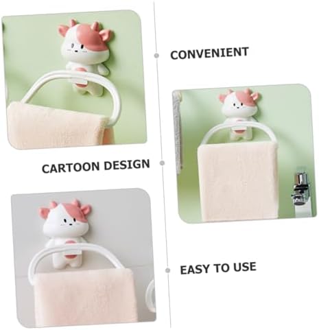 Cartoon Cow Wall Mounted Towel Rack No Drill Suction Cup Holder