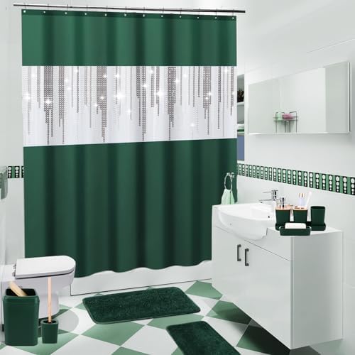 XLHOMO Dark Green Bathroom Accessory Set
