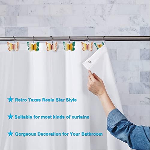 AGPTEK 12PCS Butterfly Decorative Resin Hooks for Shower Curtain