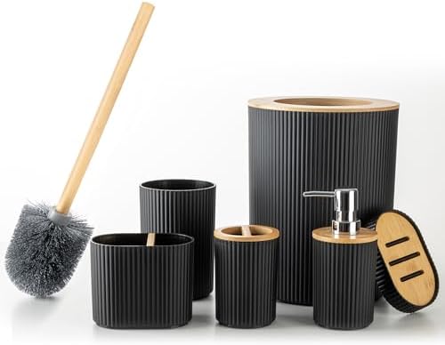 Fun Memories 6-Piece Black Bathroom Accessory Set