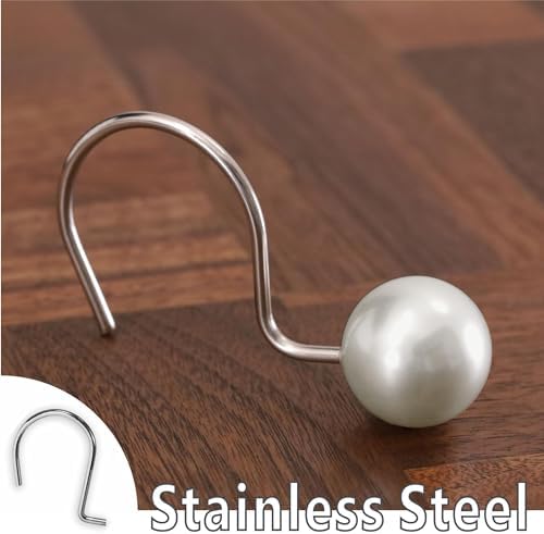 Intimate Pearl-Enhanced White Shower Curtain Hangers