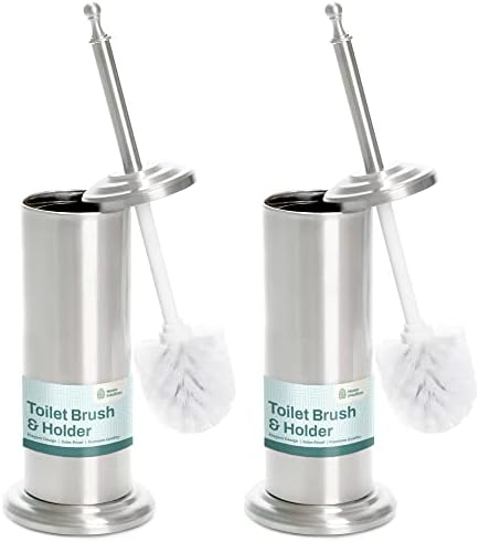 2 Pack Stainless Steel Toilet Brush and Holder Set