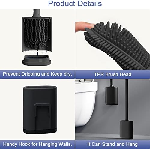 Micacorn Toilet Brush Set - TPR Bristles Wall Mounted Space-saving