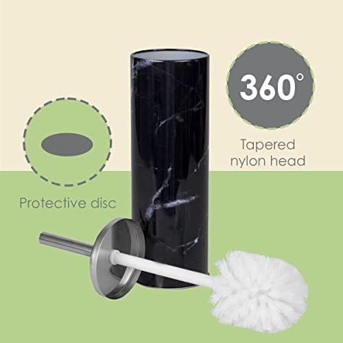Bath Time Made Perfect The HomeBasics Black Faux Marble Toilet Brush Holder