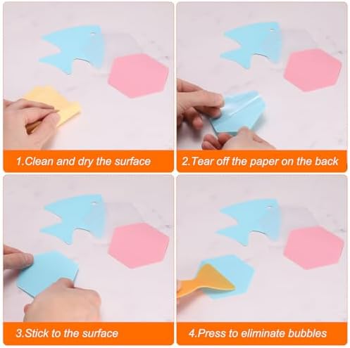 HARFINGTON 24pc Fish Anti-Slip Bathtub Stickers Set with Scraper White