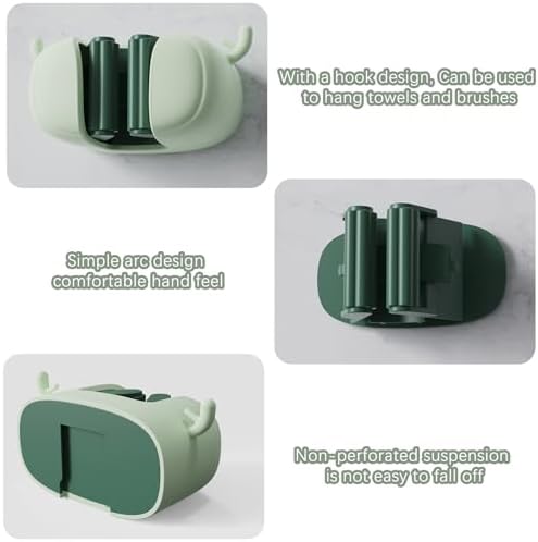 Toilet Brush Holder 2Pcs - Green Wall Mount Clorox Compatible