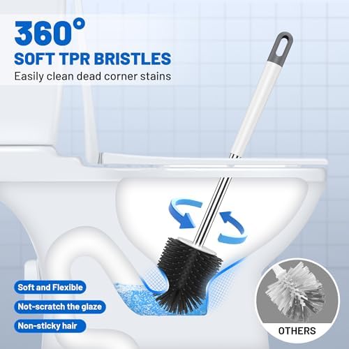 Toilet Brush Set Silicone with Stainless Steel Handle