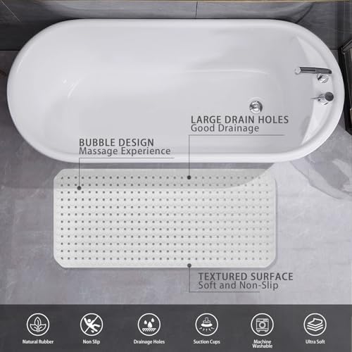 Extra Large Non-Slip Bathtub Mat with Suction Cups for ElderlyKids