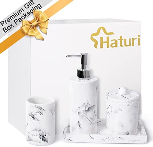 Haturi 4-Piece Marble-Mimicked Bathroom Accessory Set
