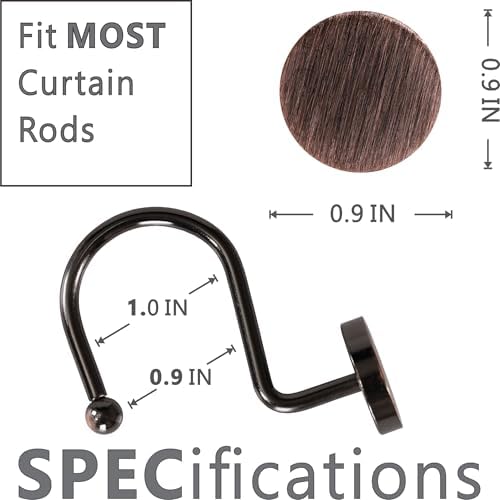 Elegantly Modern Bronze Shower Curtain Hangers for Rust-Free Showers