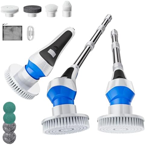 Electric Spin Scrubber Cordless with 8 Replaceable Brush Heads