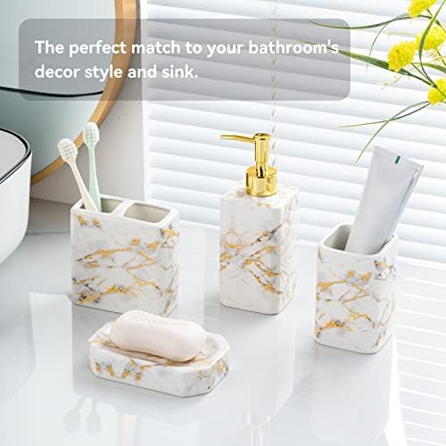 Elegant 4-Piece Bathtub Set with White Marble
