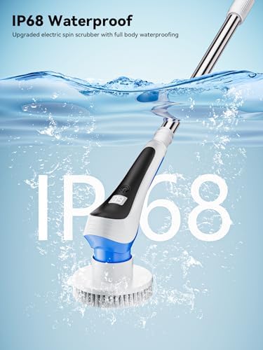 Electric Spin Scrubber Cordless with 8 Replaceable Brush Heads