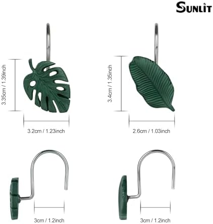 Sunlit Tropical Leaf Decorative Shower Curtain Hangers
