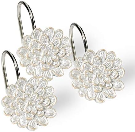 Luxurious Rose Vine Metal Bathroom Shower Hooks with Beige-Taupe Design