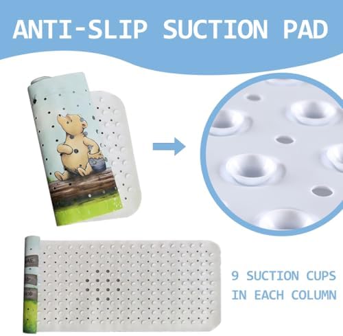 Baby Bath Mat Winnie Cartoon Kids Bathtub Mat Non Slip 40x16 Inch