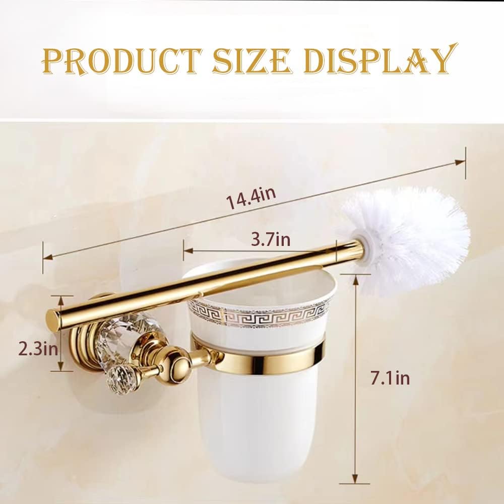 HSXJJ Gold Toilet Brush with_HOLDder Set - Removable Durable Space-Saving