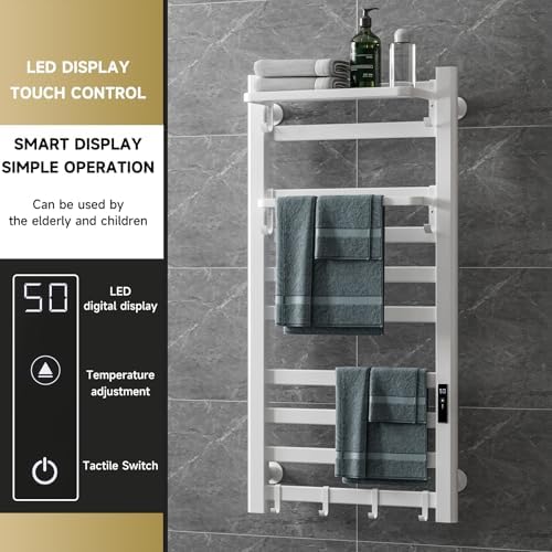 Electric Towel Warmer with Timer and Top Shelf