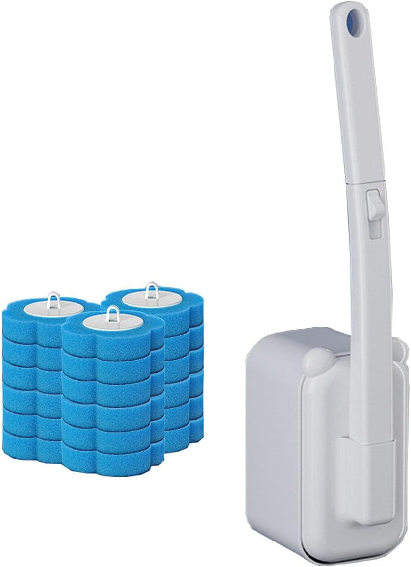 JUDEWY Disposable Toilet Brush Set 18-Refill Holder with Holder White