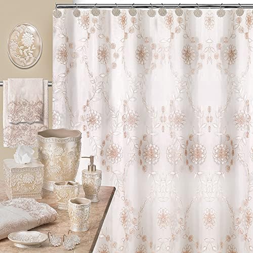 Luxurious Rose Vine Metal Bathroom Shower Hooks with Beige-Taupe Design