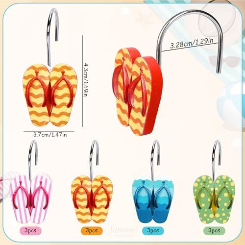 Whaline Summer Beach Flip Flop Shower Curtain Hooks