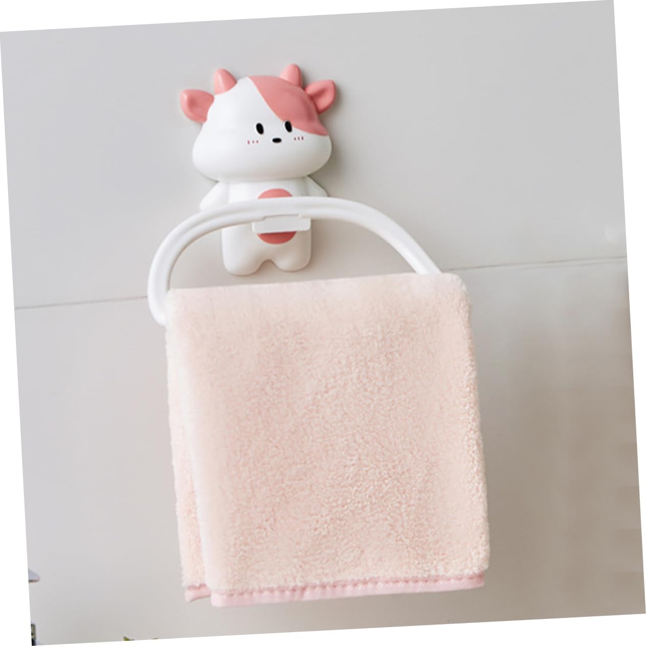 Cartoon Cow Wall Mounted Towel Rack No Drill Suction Cup Holder
