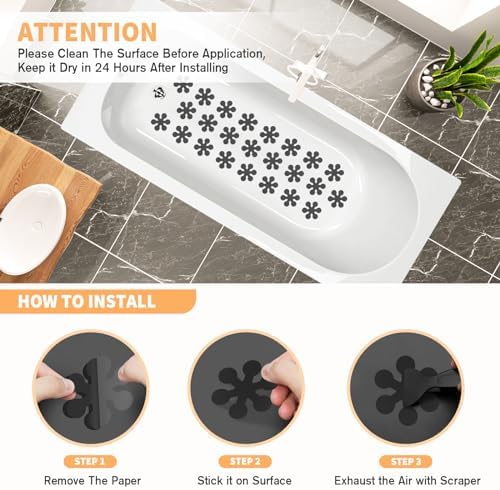 24 piece snowflake non-slip bathtub stickers for safe bathroom use