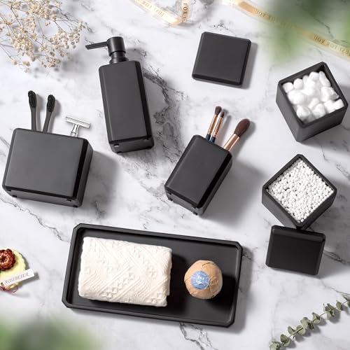 6 Pcs Matte Black Bathroom Accessory Set