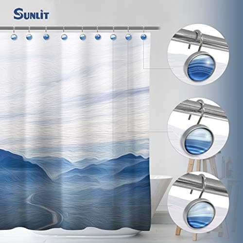 Sunlit Gradient Blue Decorative Shower Curtain Hooks 12 Pack