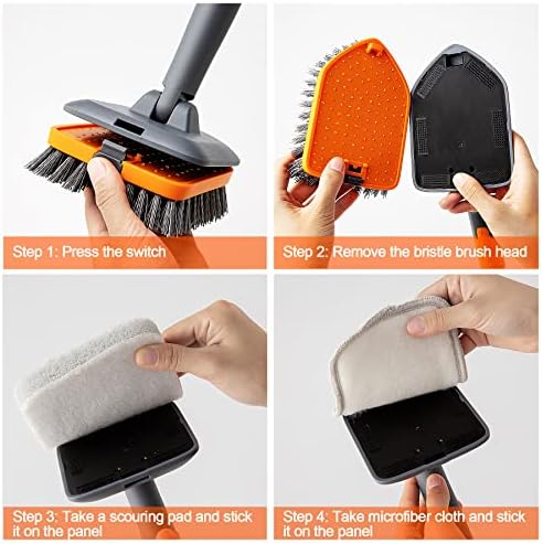 Scrub Brush with 56 Long Handle Multifunctional Tile and Tub Scrubber