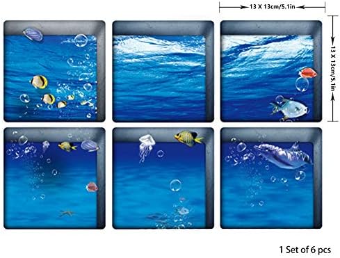 ChezMax Goldfish Non-Slip Bathtub Stickers 6 Pc 3D Sea Design