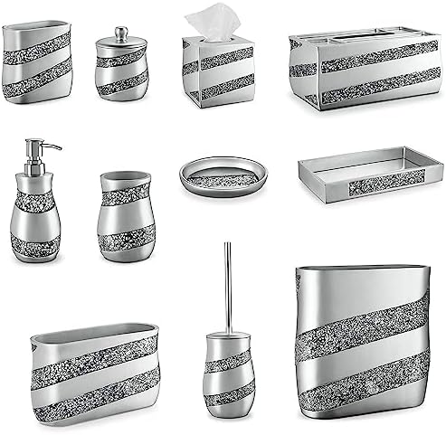 Elegant Silver Mosaic Toilet Brush Set Creative Scents