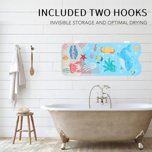 Kids Bath Mat Non Slip with Suction Cups and Drain Holes