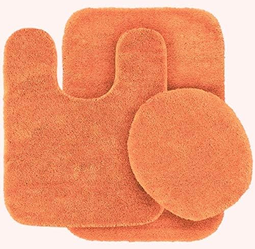 Bath Mat Set with Lid Cover 3-Piece with Skid-Resistant Backing