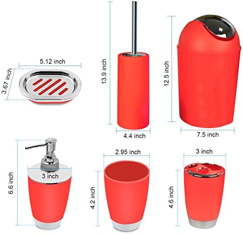 urate DAWANGSOLI Bathroom Accessories Set 6-Piece Gift Set - Red
