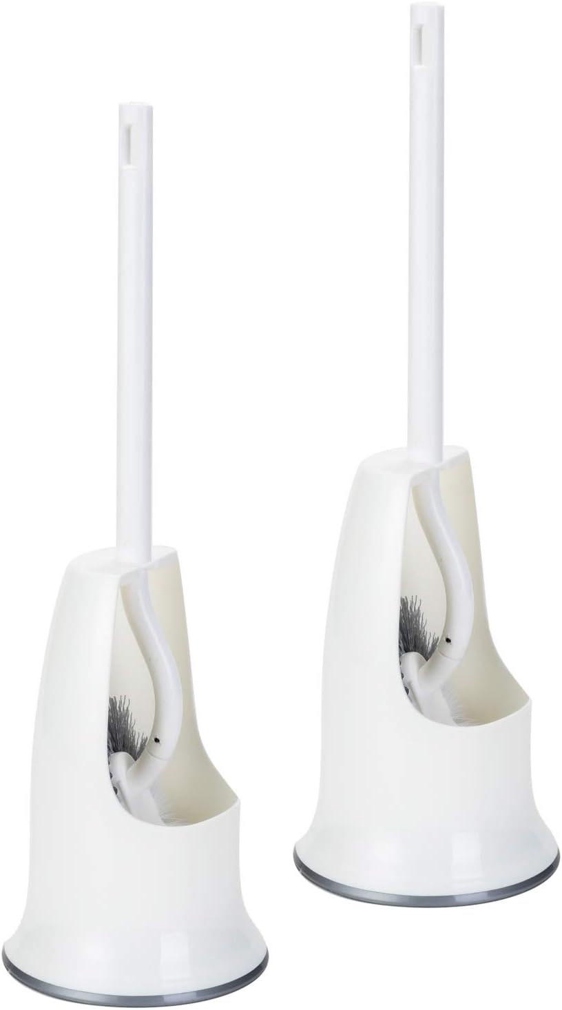 Curved Toilet Brush with Holder for Deep_cleaning Under the Rim