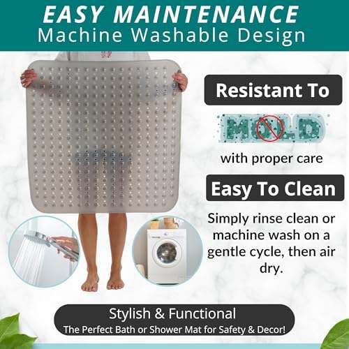 ENKOSI Extra Large Square Non Slip Shower Mat 31x31 Inch