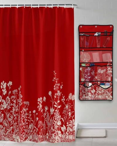 ZFUNCING Mesh Shower Curtain Set with Decorative Pattern