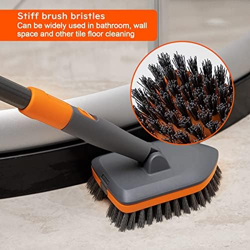 Scrub Brush with 56 Long Handle Multifunctional Tile and Tub Scrubber