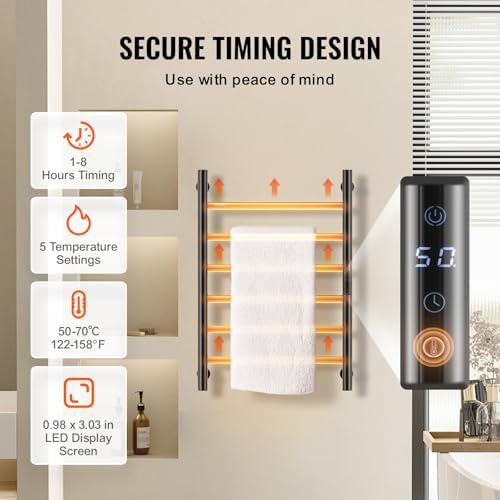 VEVOR 6BAR Stainless Steel Towel Warmer Rack