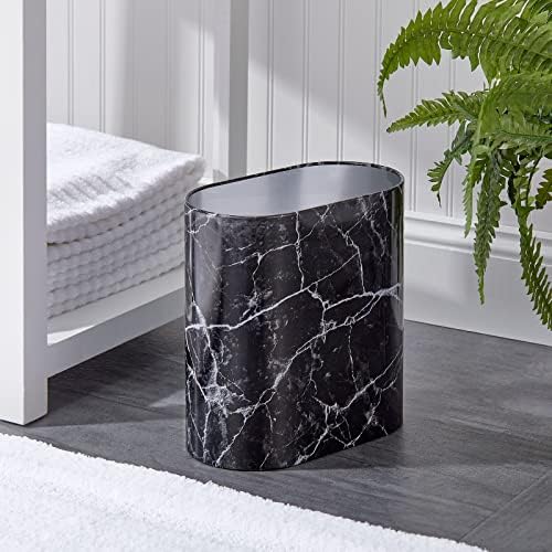 mDesign Metal Toilet Brush with Holder and Step Trash Can Set