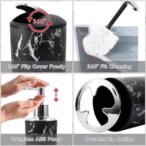 XLHOMO Black Marble Bathroom Accessories Set