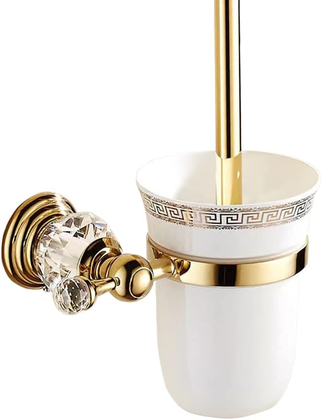 HSXJJ Gold Toilet Brush with_HOLDder Set - Removable Durable Space-Saving