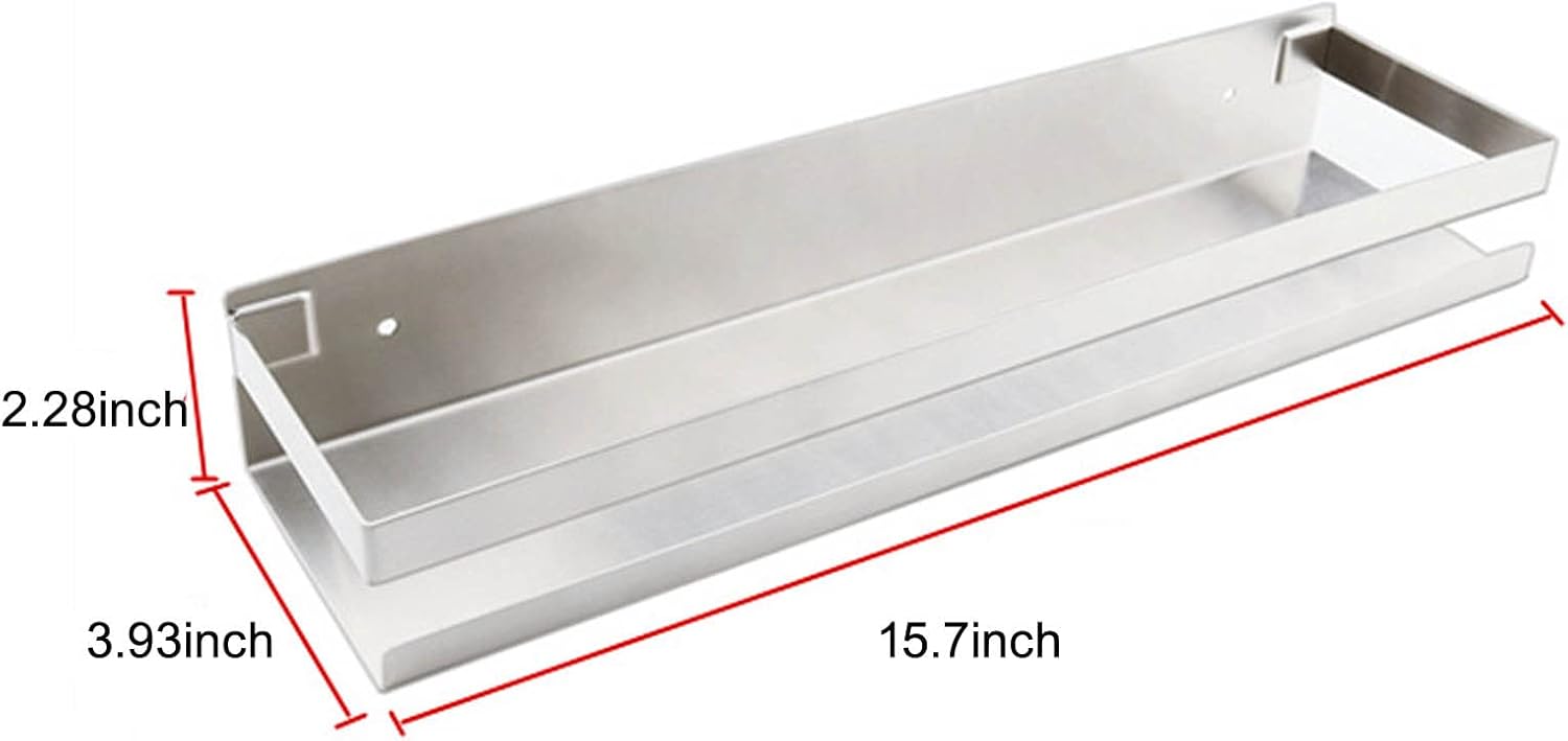 Stainless Steel Shower Caddy with Guard Rail 157 Inch Silver