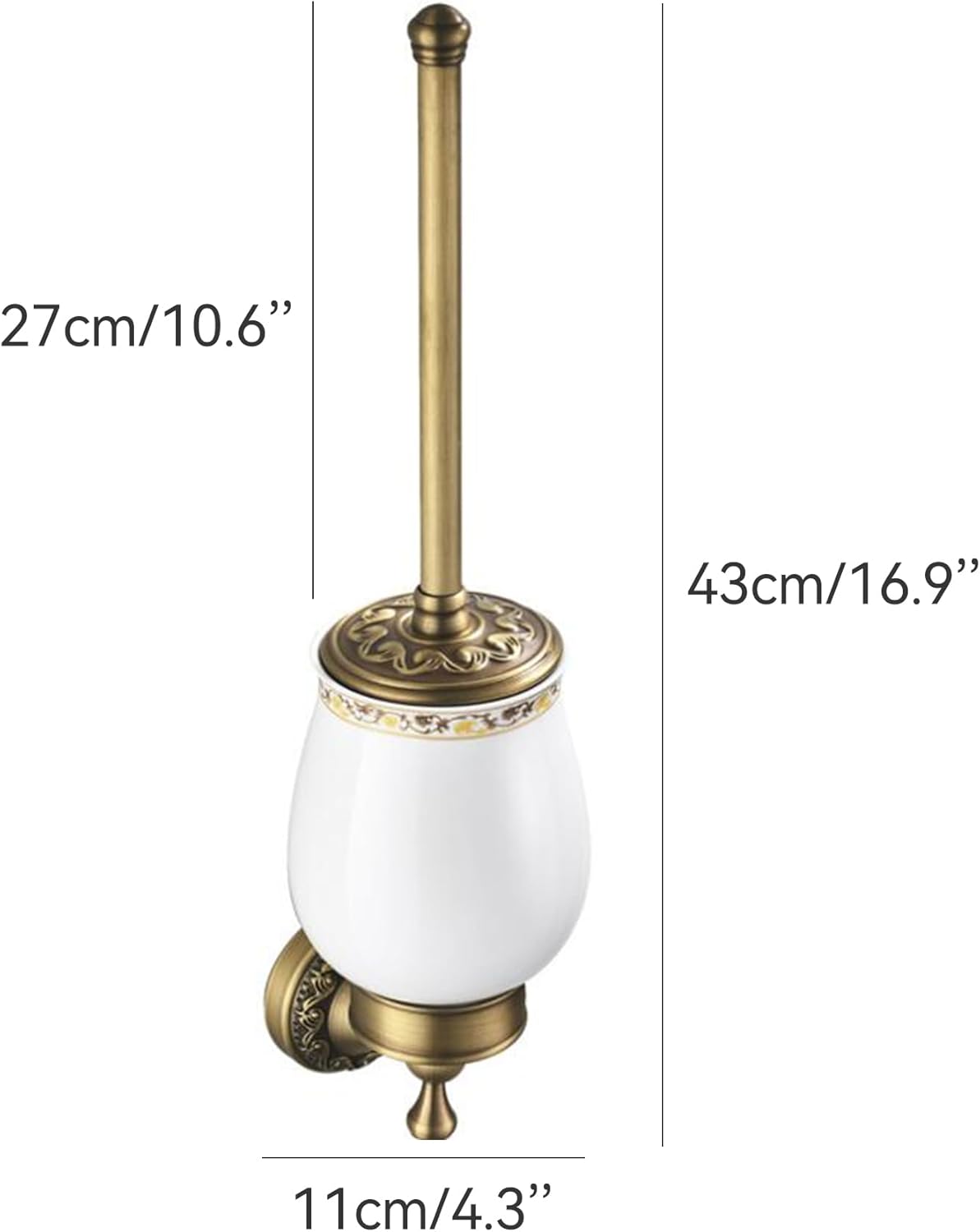PEONYBATH Antique Bronze Toiletd Brush with Holder