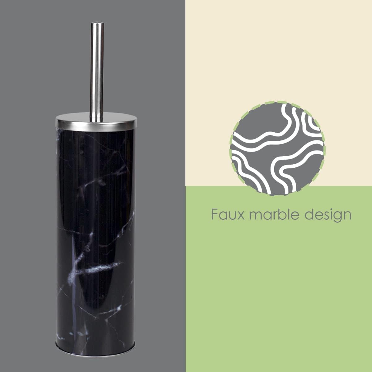 Bath Time Made Perfect The HomeBasics Black Faux Marble Toilet Brush Holder