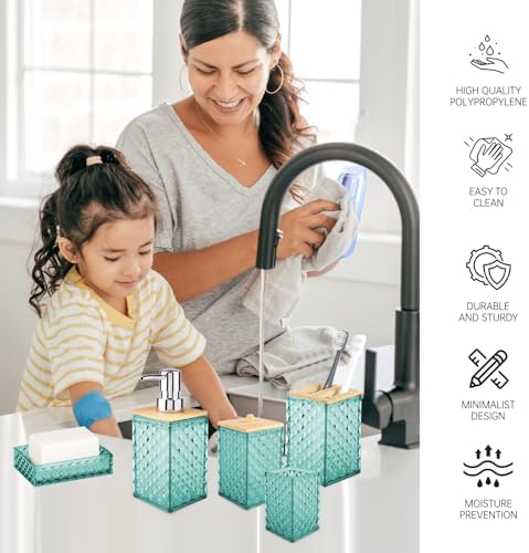 5-Piece Grid Pattern Bathroom Accessory Set High-Quality Design