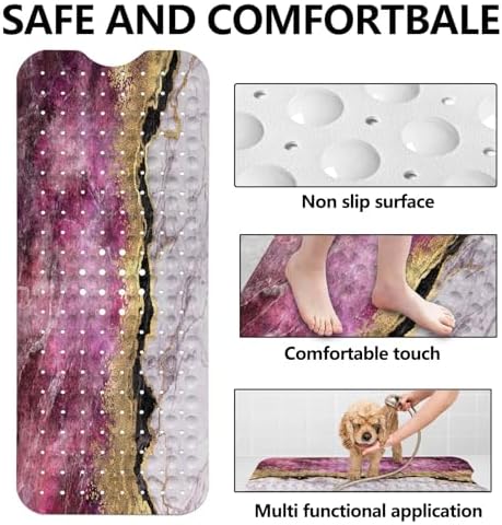 LNOND PinkGold Marble Bathtub Mat