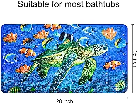 Yolife Sea Turtle Bath Mat Non-Slip PVC Suction Cup
